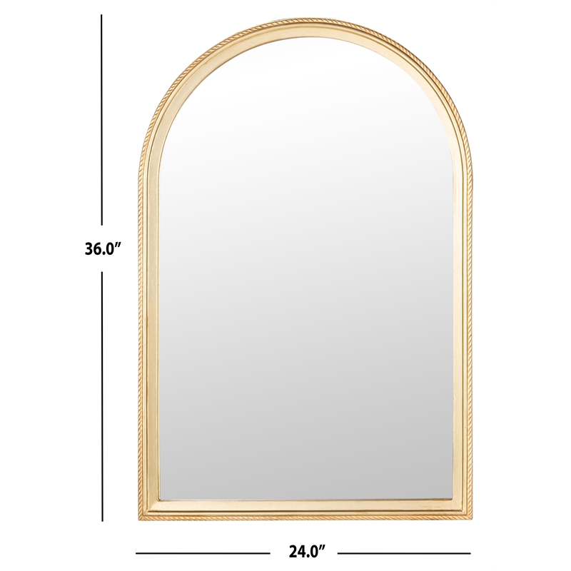 Safavieh Lensi Wood and Glass Mirror in Gold