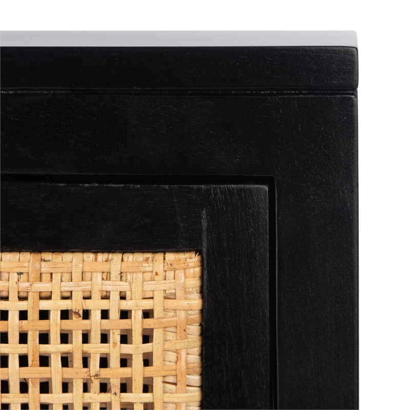 Safavieh Devon Wood  1 Drawer 1 Door Nightstand in Black / Natural