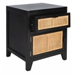 Safavieh Devon Wood  1 Drawer 1 Door Nightstand in Black / Natural