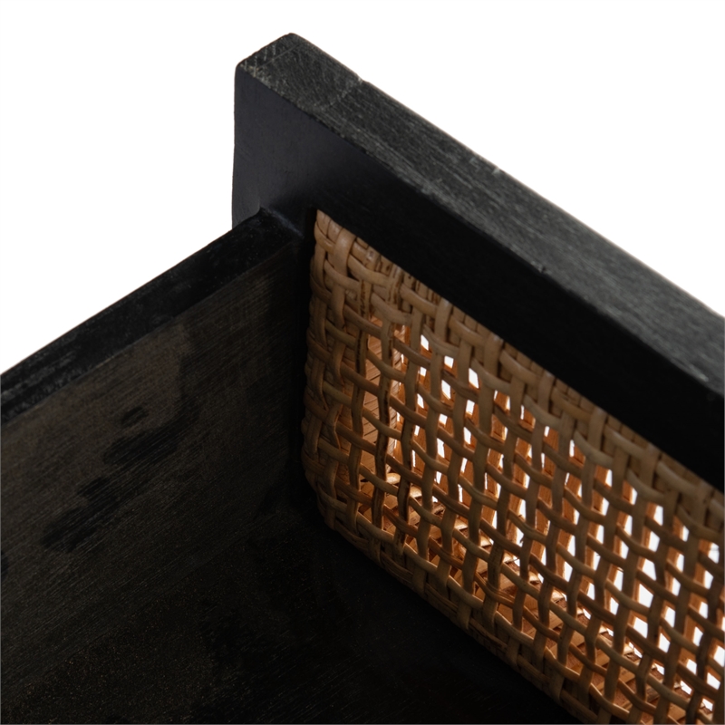 Safavieh Devon Wood  1 Drawer 1 Door Nightstand in Black / Natural