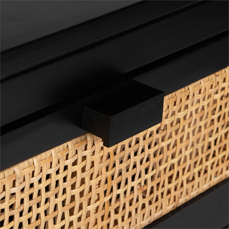 Safavieh Devon Wood  1 Drawer 1 Door Nightstand in Black / Natural