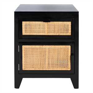 Safavieh Devon Wood  1 Drawer 1 Door Nightstand in Black / Natural