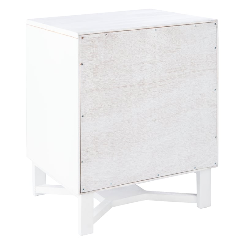 Safavieh Hedwig Wood 2 Drawer Nightstand  in White / Natural