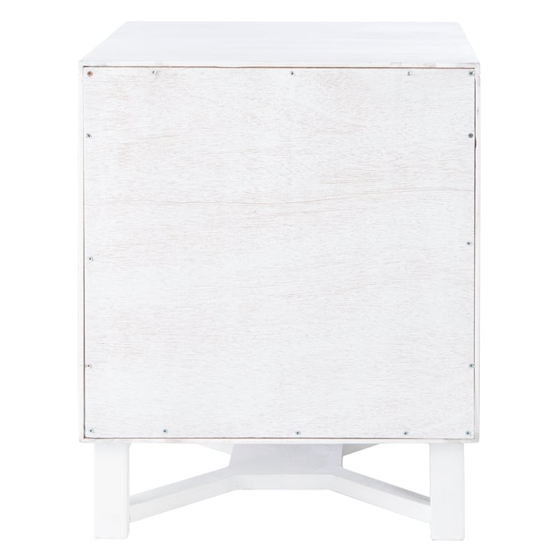 Safavieh Hedwig Wood 2 Drawer Nightstand  in White / Natural