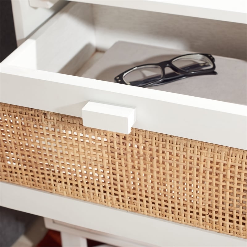 Safavieh Hedwig Wood 2 Drawer Nightstand  in White / Natural