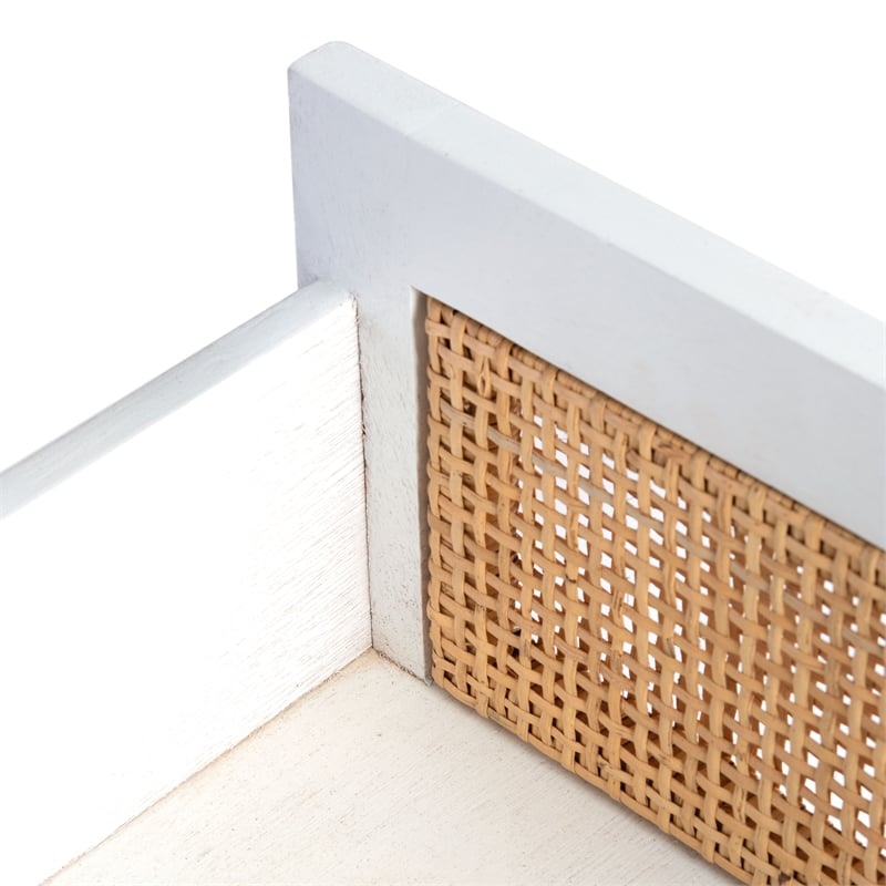 Safavieh Hedwig Wood 2 Drawer Nightstand  in White / Natural