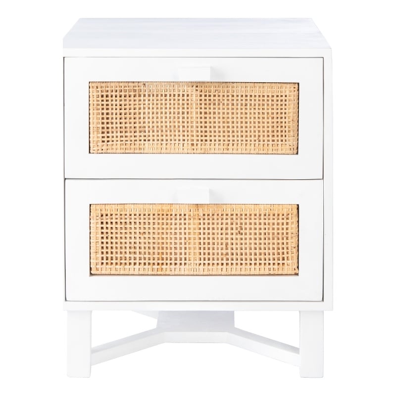 Safavieh Hedwig Wood 2 Drawer Nightstand  in White / Natural