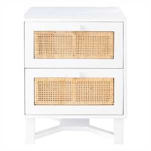 Safavieh Hedwig Wood 2 Drawer Nightstand  in White / Natural