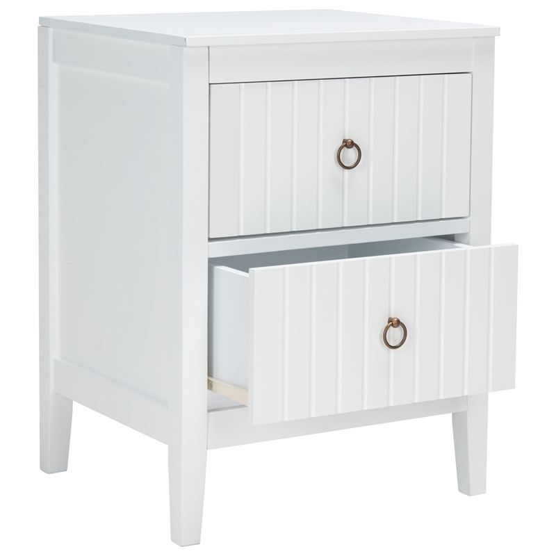 Safavieh Tegan Wood and Metal 2 Drawer Night Stand in White