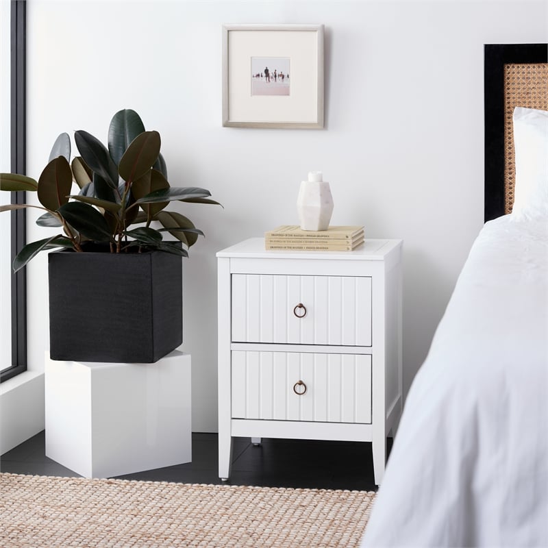 Safavieh Tegan Wood and Metal 2 Drawer Night Stand in White