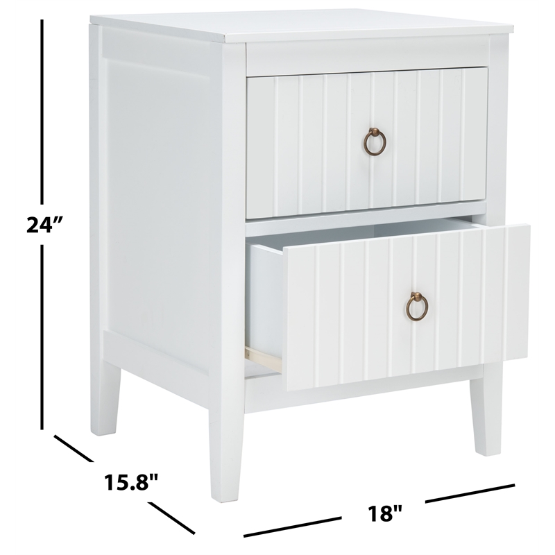 Safavieh Tegan Wood and Metal 2 Drawer Night Stand in White