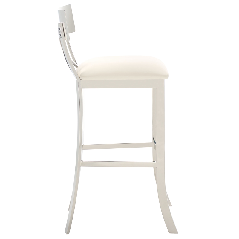 Safavieh Zoey Wood and Stainless Steel Bar Stool  in White
