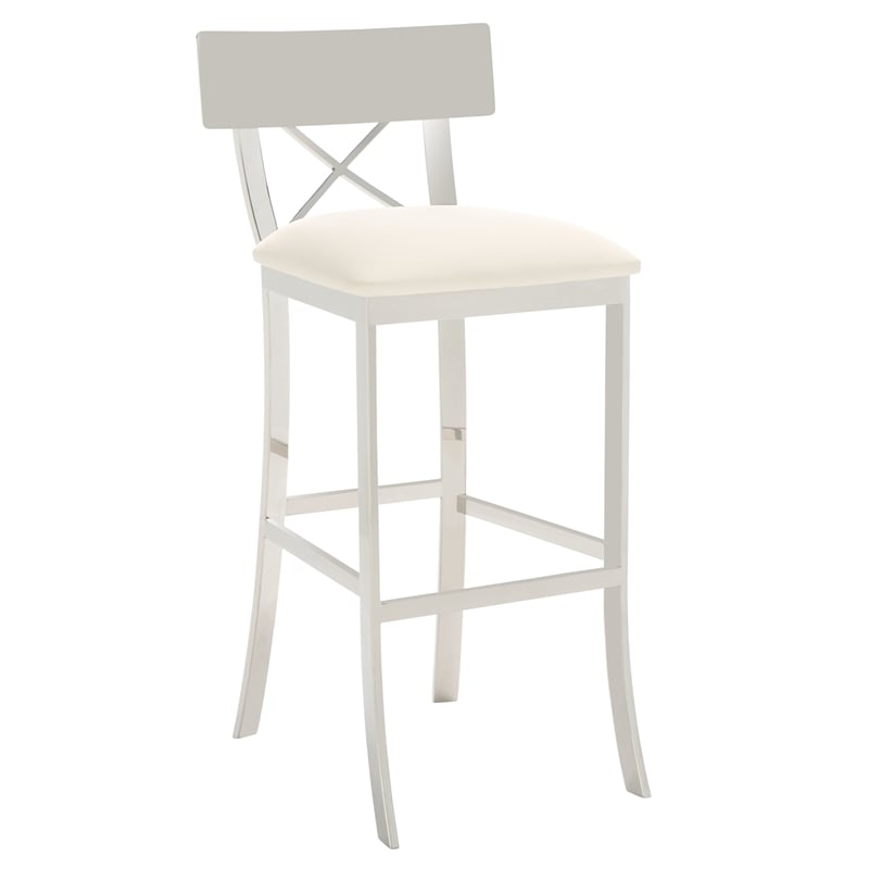 Safavieh Zoey Wood and Stainless Steel Bar Stool  in White