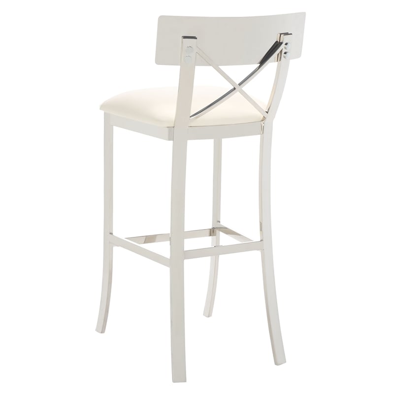 Safavieh Zoey Wood and Stainless Steel Bar Stool  in White