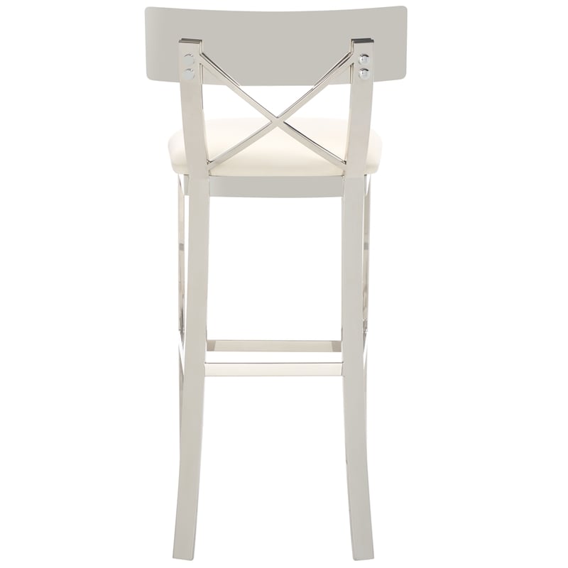 Safavieh Zoey Wood and Stainless Steel Bar Stool  in White