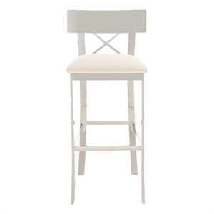 Safavieh Zoey Wood and Stainless Steel Bar Stool  in White