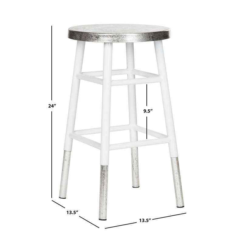 Safavieh Kenzie Iron Counter Stool  in White / Silver