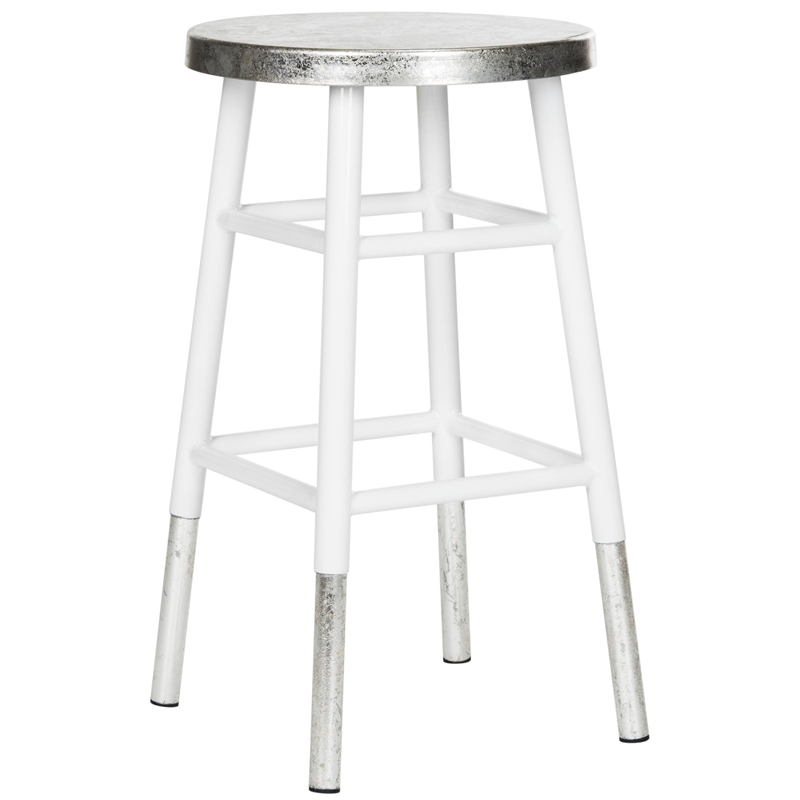 Safavieh Kenzie Iron Counter Stool  in White / Silver