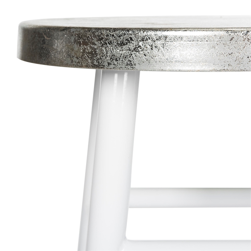 Safavieh Kenzie Iron Counter Stool  in White / Silver