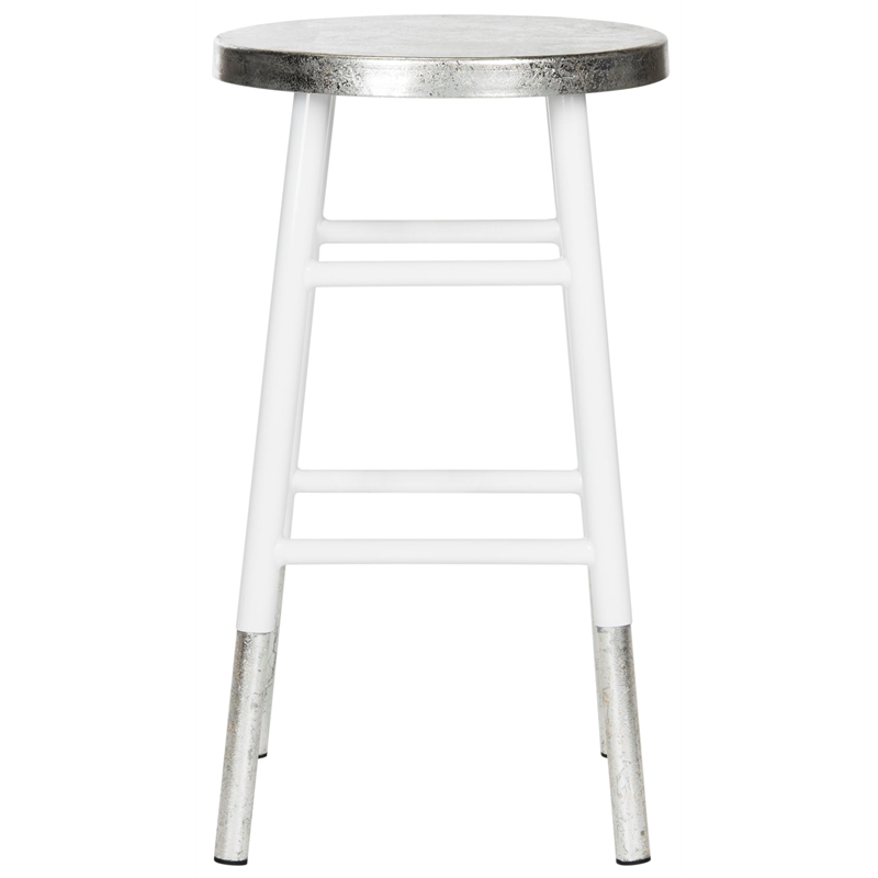 Safavieh Kenzie Iron Counter Stool  in White / Silver