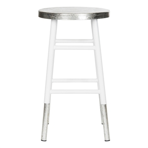Safavieh Kenzie Iron Counter Stool  in White / Silver