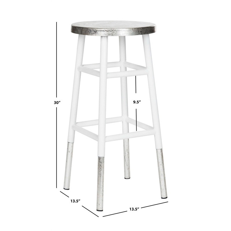 Safavieh Kenzie Iron Barstool in White / Silver