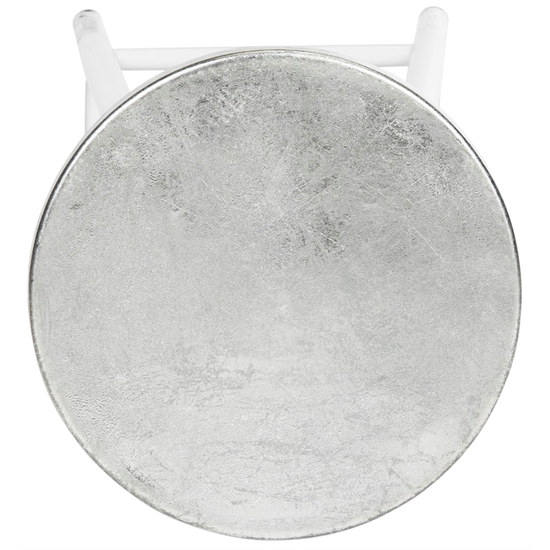 Safavieh Kenzie Iron Barstool in White / Silver