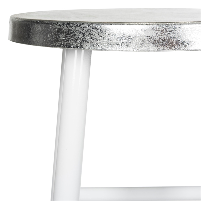 Safavieh Kenzie Iron Barstool in White / Silver