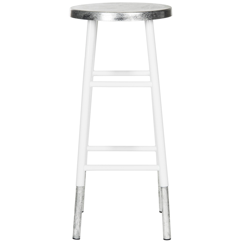 Safavieh Kenzie Iron Barstool in White / Silver