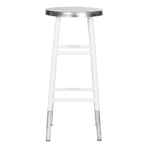 Safavieh Kenzie Iron Barstool in White / Silver