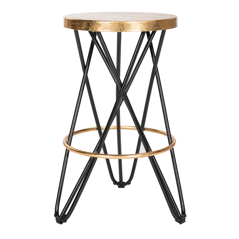 Safavieh Lorna Iron Gold Leaf Counterstool in Black / Gold