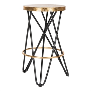 Safavieh Lorna Iron Gold Leaf Counterstool in Black / Gold