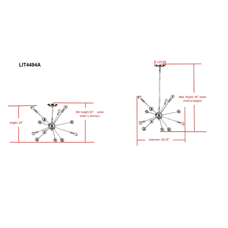 Safavieh Matrix Sputnik Iron Pendant Lamp  in Chrome