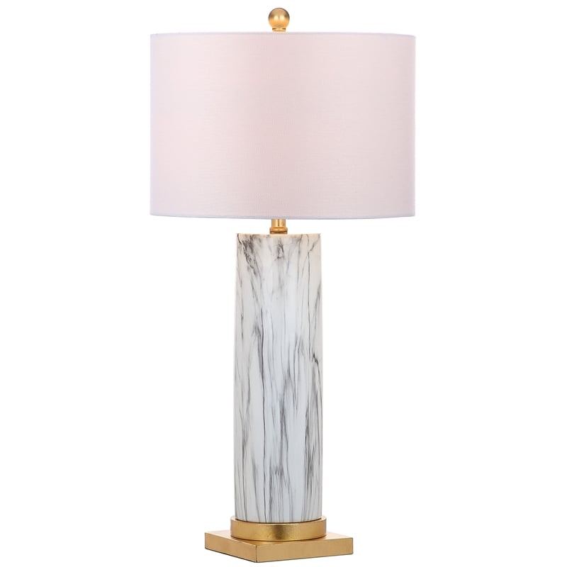 Safavieh Abner Ceramic and Iron Table Lamp  in Black / White