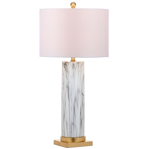 Safavieh Abner Ceramic and Iron Table Lamp  in Black / White