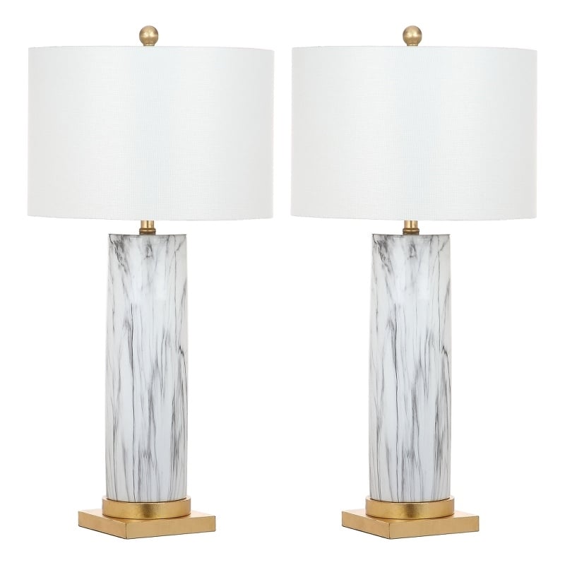 Safavieh Abner Ceramic and Iron Table Lamp  in Black / White