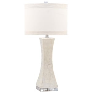 Safavieh Shelley Concave Table Lamp Shell and Cotton in White