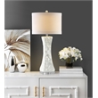 Safavieh Shelley Concave Table Lamp Shell and Cotton in White