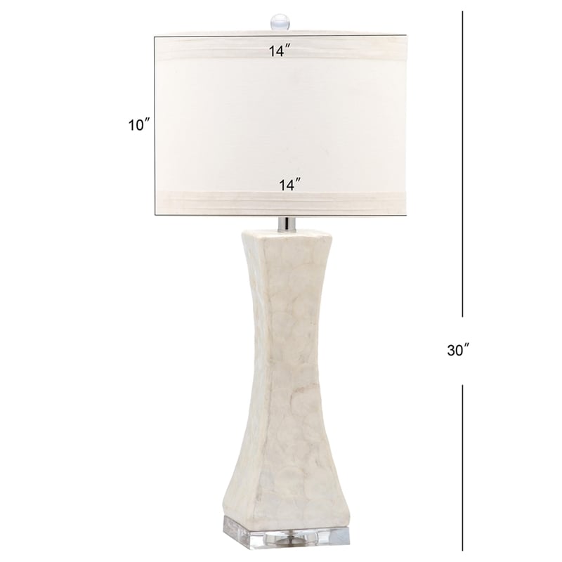 Safavieh Shelley Concave Table Lamp Shell and Cotton in White