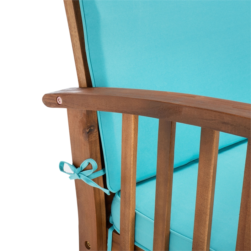 Safavieh Rocklin Wood  4 Pc Outdoor Set in Natural / Aqua