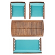 Safavieh Rocklin Wood  4 Pc Outdoor Set in Natural / Aqua