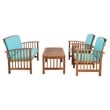 Safavieh Rocklin Wood  4 Pc Outdoor Set in Natural / Aqua