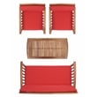 Safavieh Rocklin Wood 4 Pc Outdoor Set  in Natural / Red