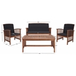 Safavieh Rocklin Wood 4 Pc Outdoor Set in Natural / Black