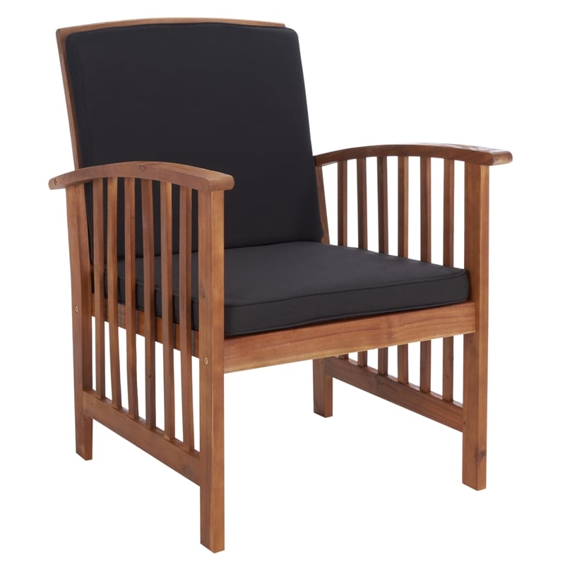 Safavieh Rocklin Wood 4 Pc Outdoor Set in Natural / Black