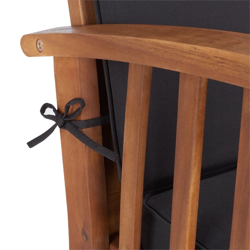 Safavieh Rocklin Wood 4 Pc Outdoor Set in Natural / Black