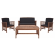 Safavieh Rocklin Wood 4 Pc Outdoor Set in Natural / Black