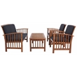 Safavieh Rocklin Wood 4 Pc Outdoor Set in Natural / Black
