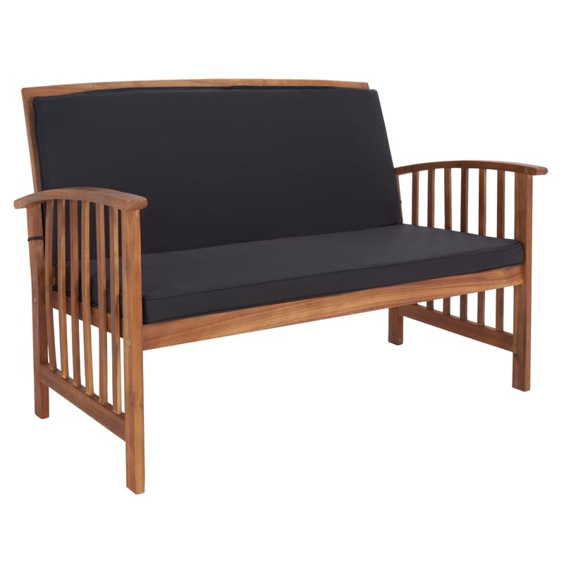 Safavieh Rocklin Wood 4 Pc Outdoor Set in Natural / Black