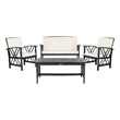 Safavieh Fontana Wood 4 Pc Outdoor Set  in Black / Beige